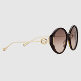  Kính Nữ Gucci Round Frame Sunglasses 'Gradient Brown' 