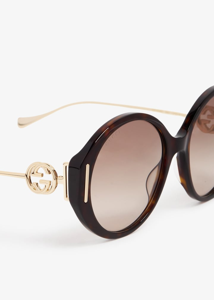  Kính Nữ Gucci Round Frame Sunglasses 'Gradient Brown' 