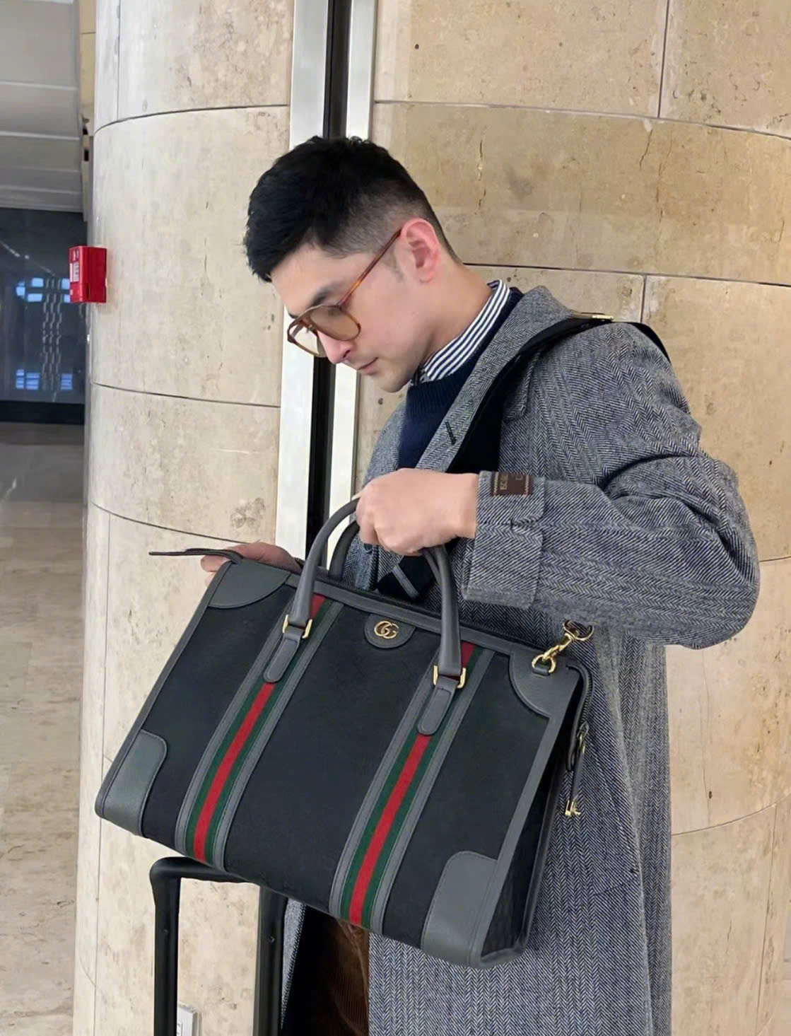  Túi Nam Gucci Bauletto Extra Large Duffle Bag 'Black' 
