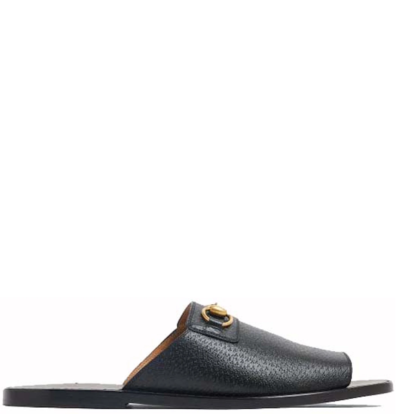 Dép Nam Gucci Horsebit Leather Flat Slides 'Black' 
