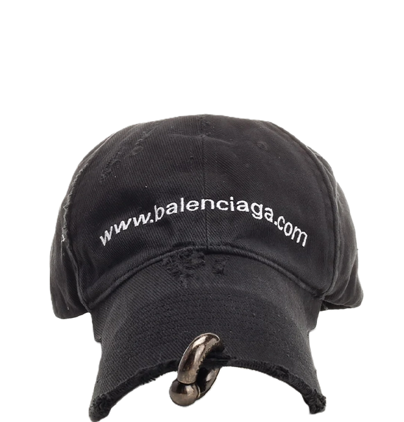  Mũ Balenciaga Front Piercing Faded Cap 'Black' 