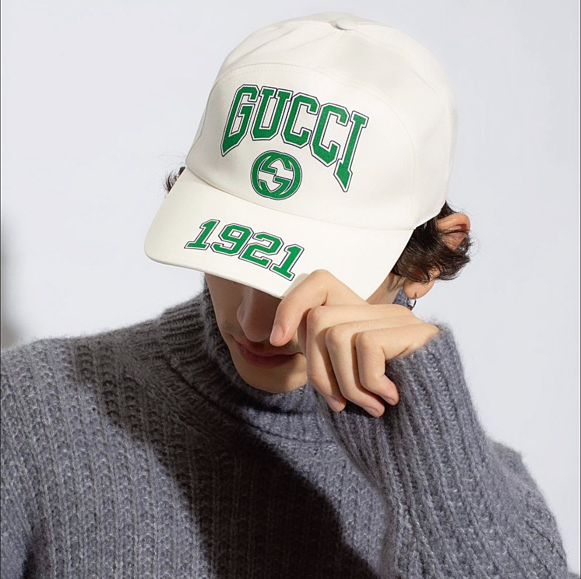  Mũ Nam Gucci 1921 Logo Baseball Hat 'White Green' 