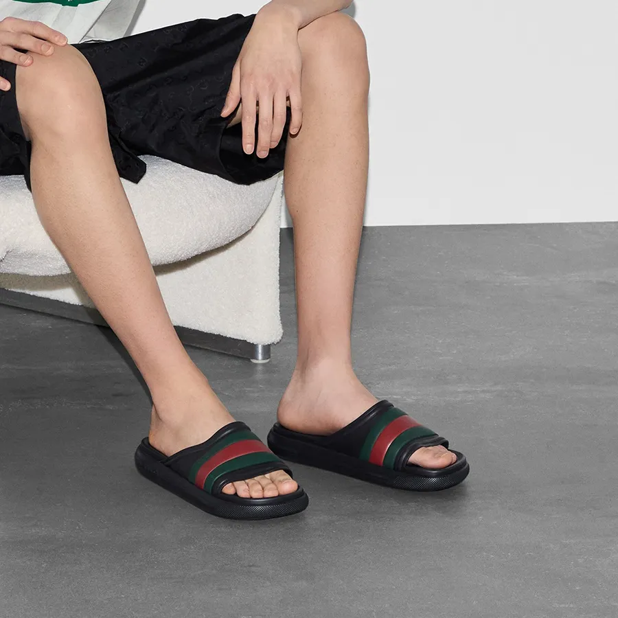  Dép Nam Gucci Web Slide Sandal 'Black' 