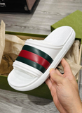  Dép Nam Gucci Ace Web Striped Rubber 'White' 