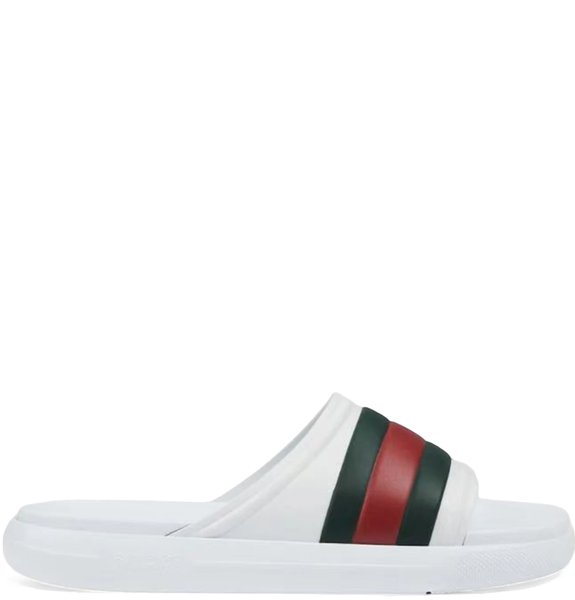  Dép Nam Gucci Ace Web Striped Rubber 'White' 