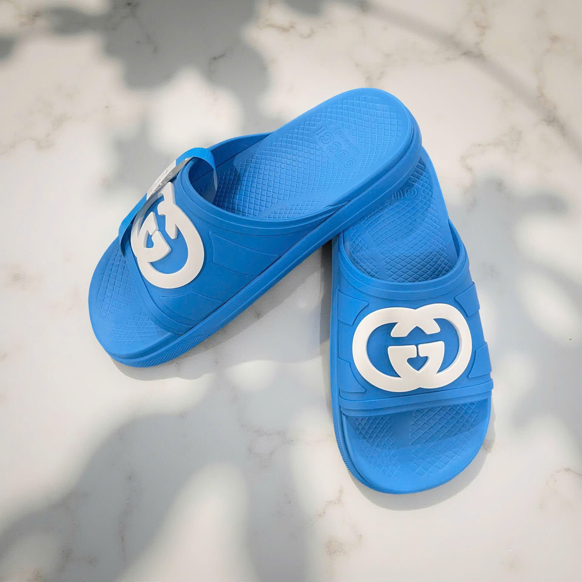  Dép Nam Gucci Interlocking G Slide 'Blue' 