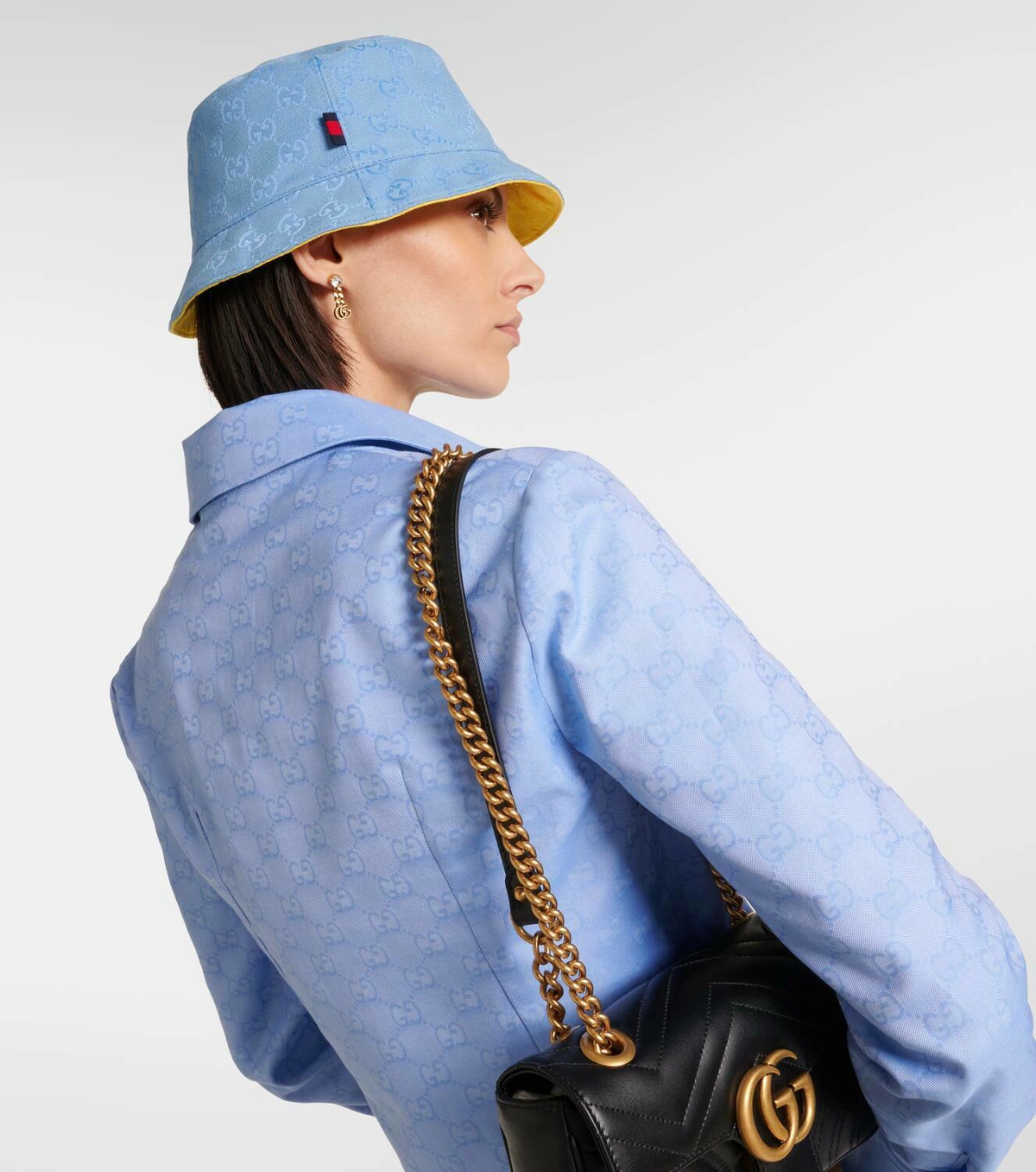  Mũ Nữ Gucci GG Canvas Bucket Hat 'Blue Yellow' 