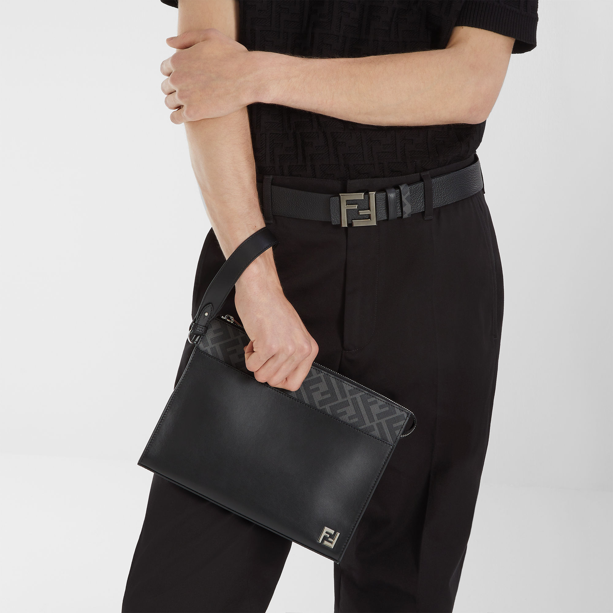  Túi Nam Fendi FF Squared Clutch 'Black' 