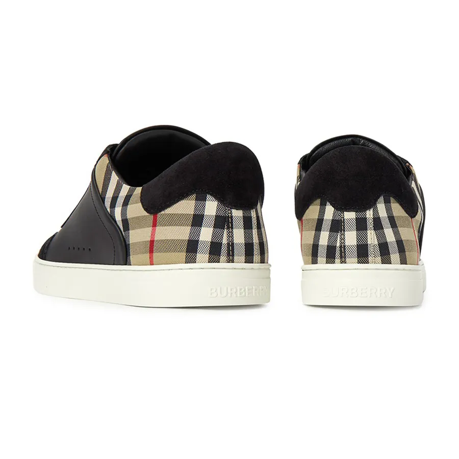  Giày Nam Burberry Stevie Check Sneakers 'Black Beige'​ 
