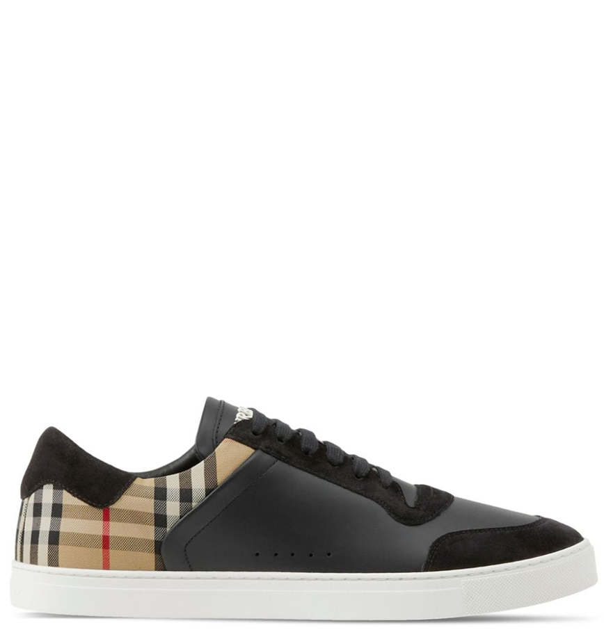  Giày Nam Burberry Stevie Check Sneakers 'Black Beige'​ 