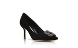  Giày Nữ Manolo Blahnik Velvet Jewel Buckle Pumps 'Black' 