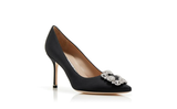  Giày Nữ Manolo Blahnik Satin Jewel Buckle Pumps 'Black' 