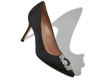  Giày Nữ Manolo Blahnik Satin Jewel Buckle Pumps 'Black' 