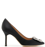  Giày Nữ Manolo Blahnik Satin Jewel Buckle Pumps 'Black' 