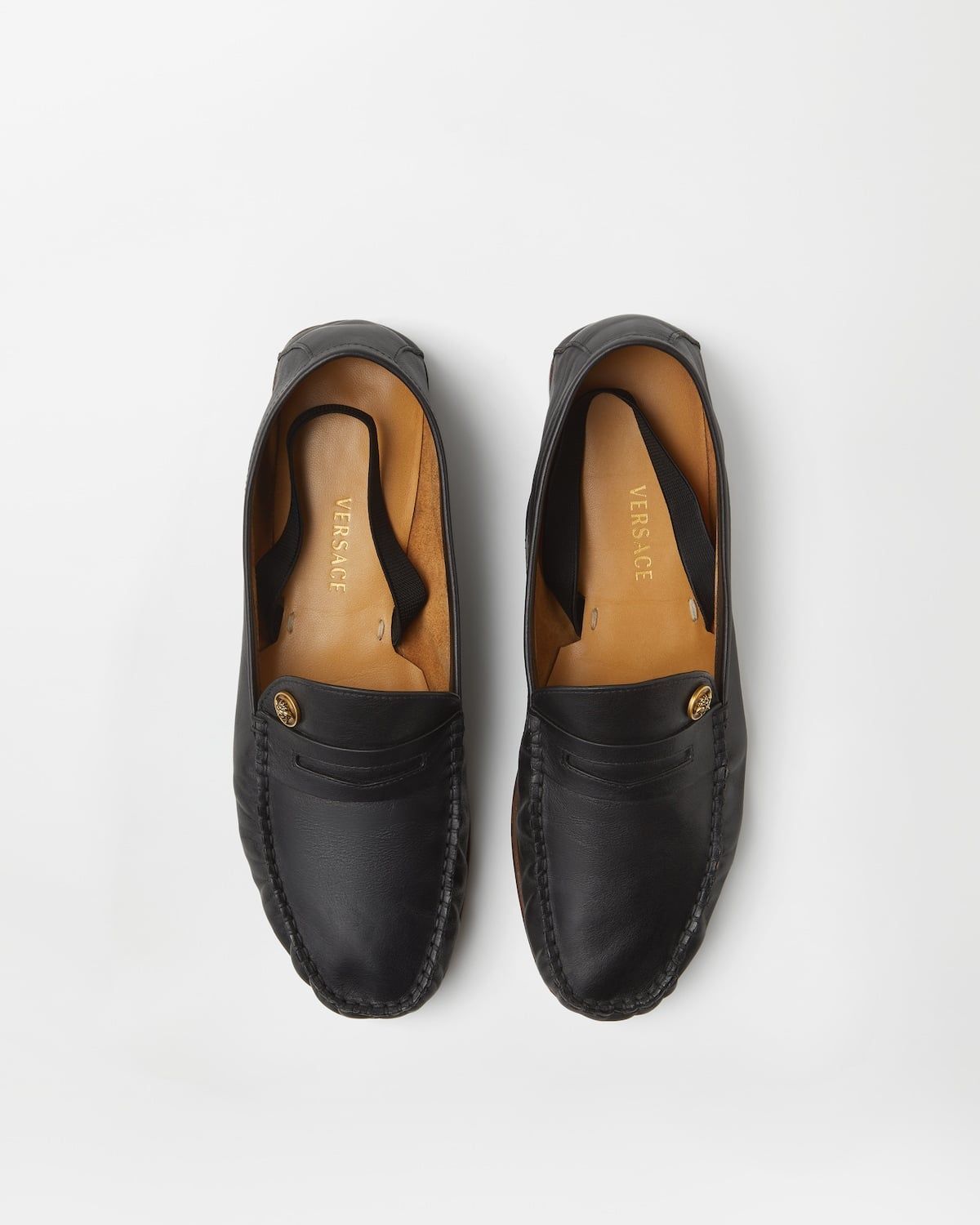  Giày Nam Versace Guanto Leather Loafers 'Black' 