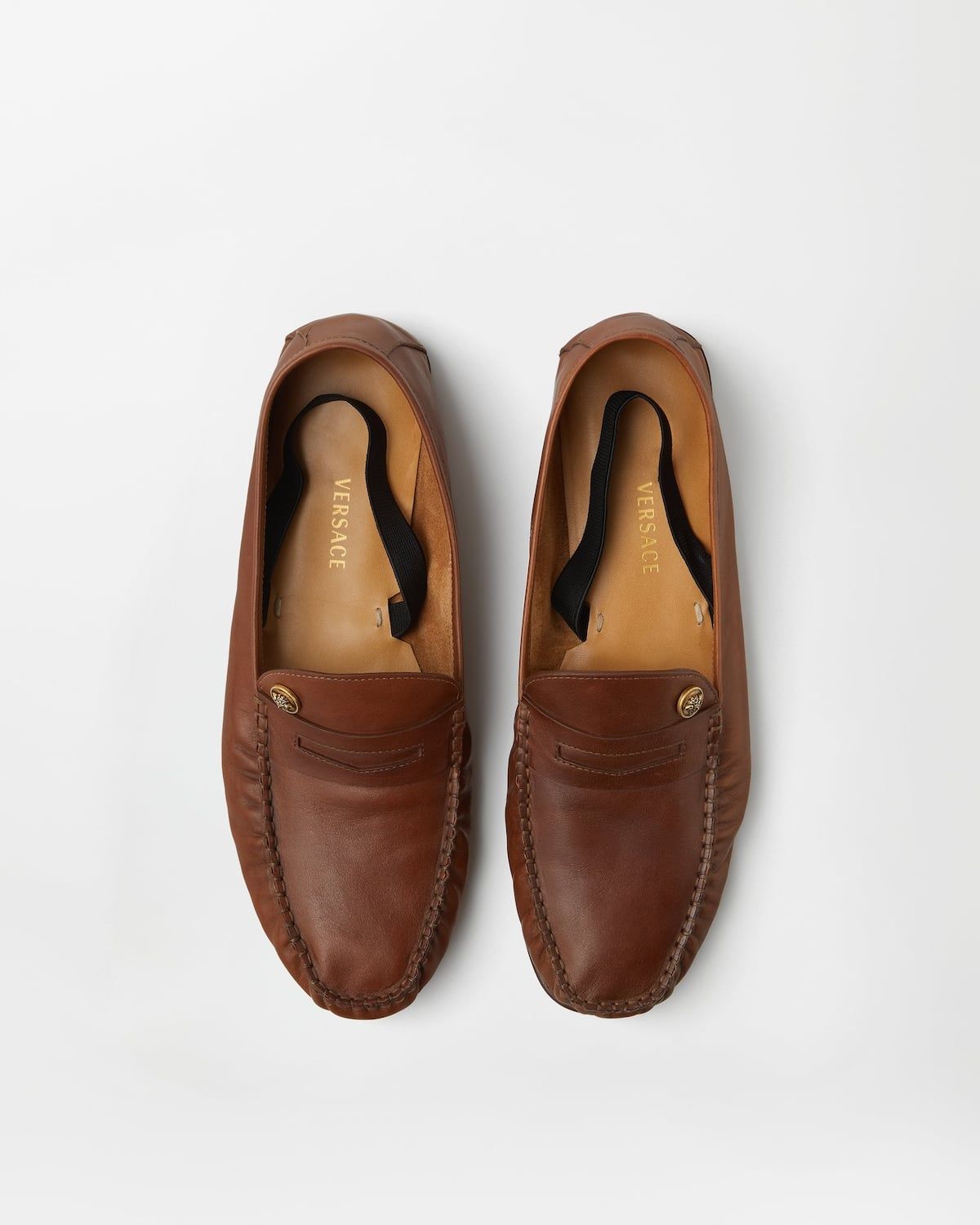  Giày Nam Versace Guanto Leather Loafers 'Brown' 