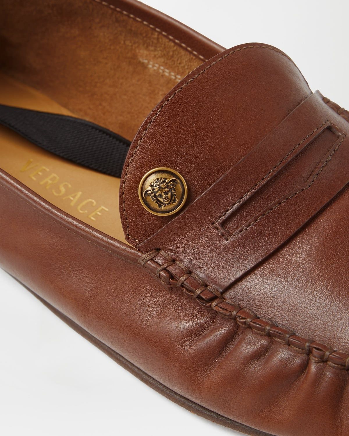  Giày Nam Versace Guanto Leather Loafers 'Brown' 