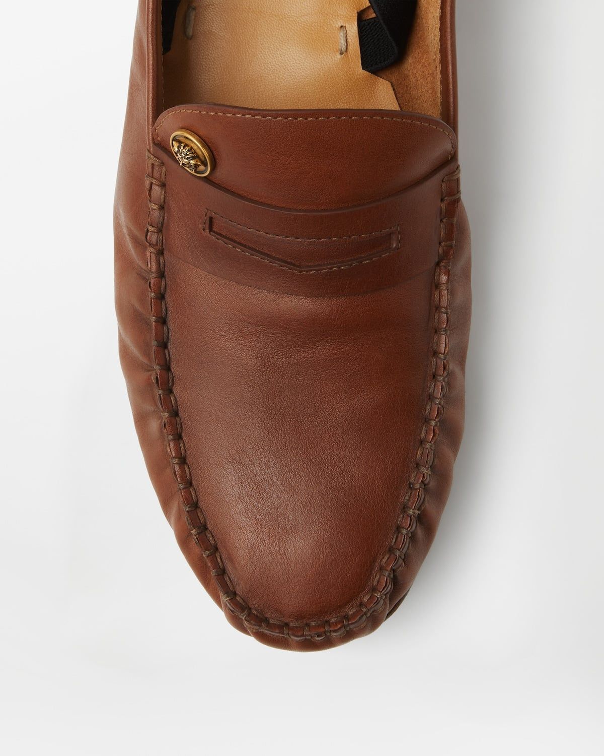  Giày Nam Versace Guanto Leather Loafers 'Brown' 