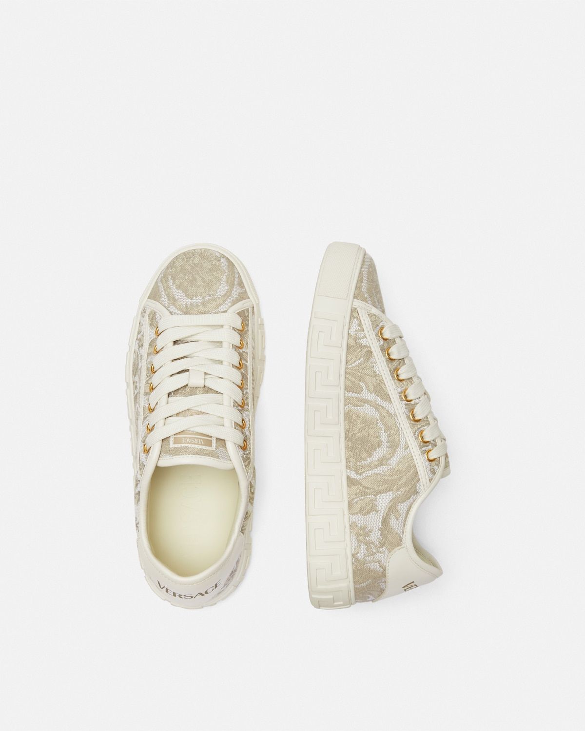  Giày Nữ Versace Greca Jacquard Trainers 'Beige' 