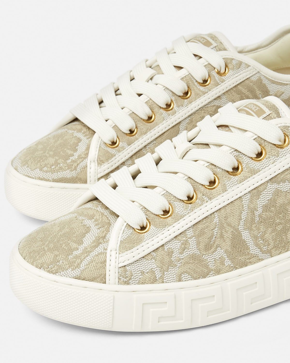  Giày Nữ Versace Greca Jacquard Trainers 'Beige' 