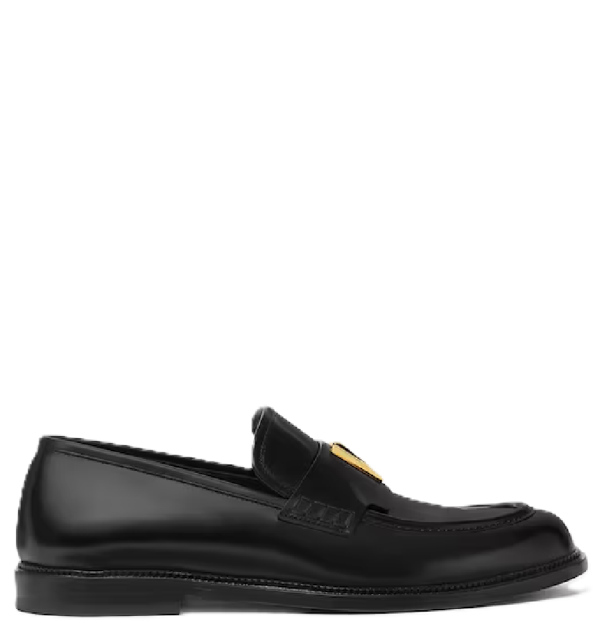  Giày Nam Versace V Leather Loafers 'Black' 