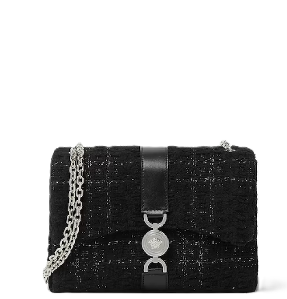  Túi Nữ Versace Kleio Tweed Shoulder Bag 'Black' 