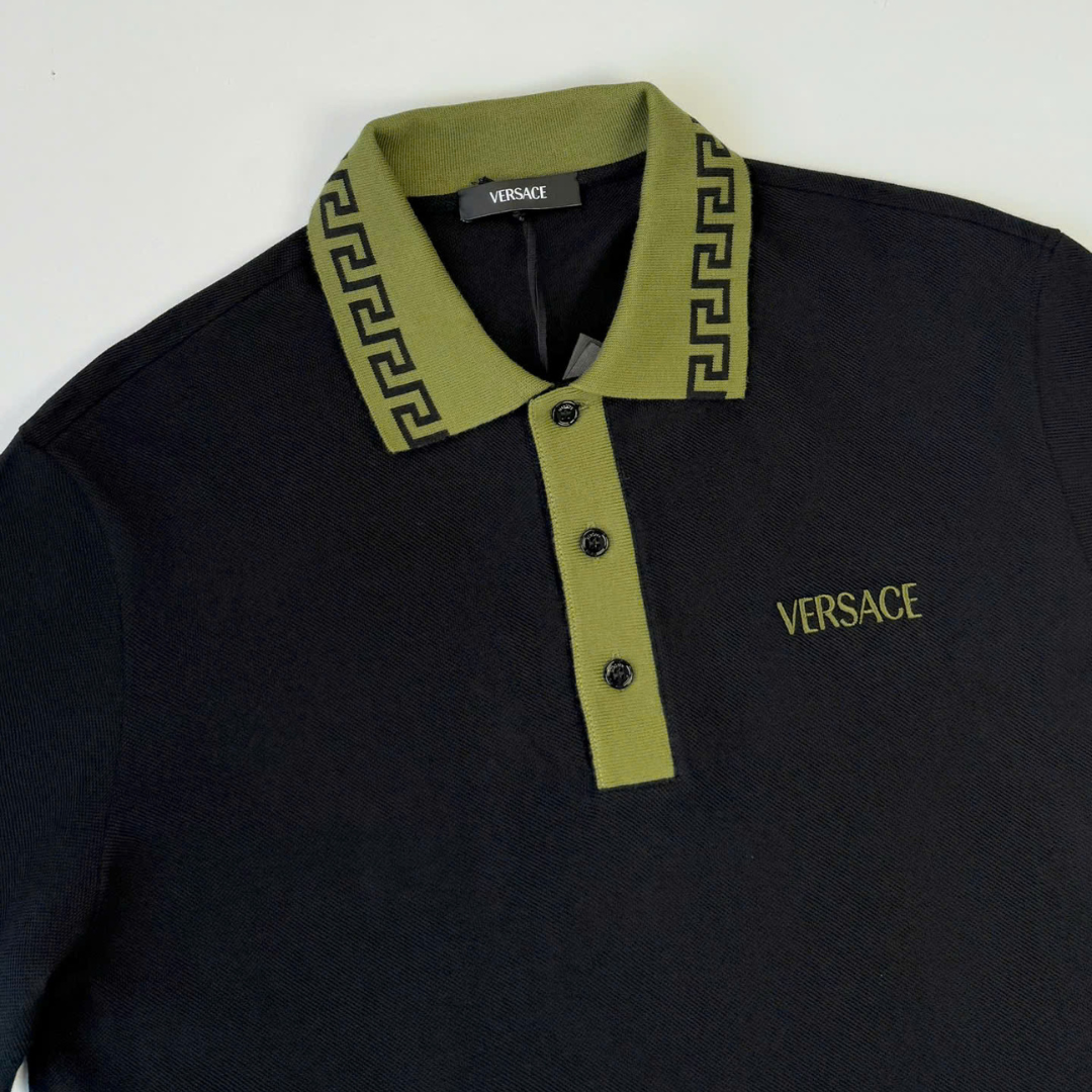  Áo Nữ Versace Greca Motif Polo 'Black' 