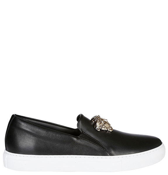  Giày Versace Black Leather Slip On 'Black' 