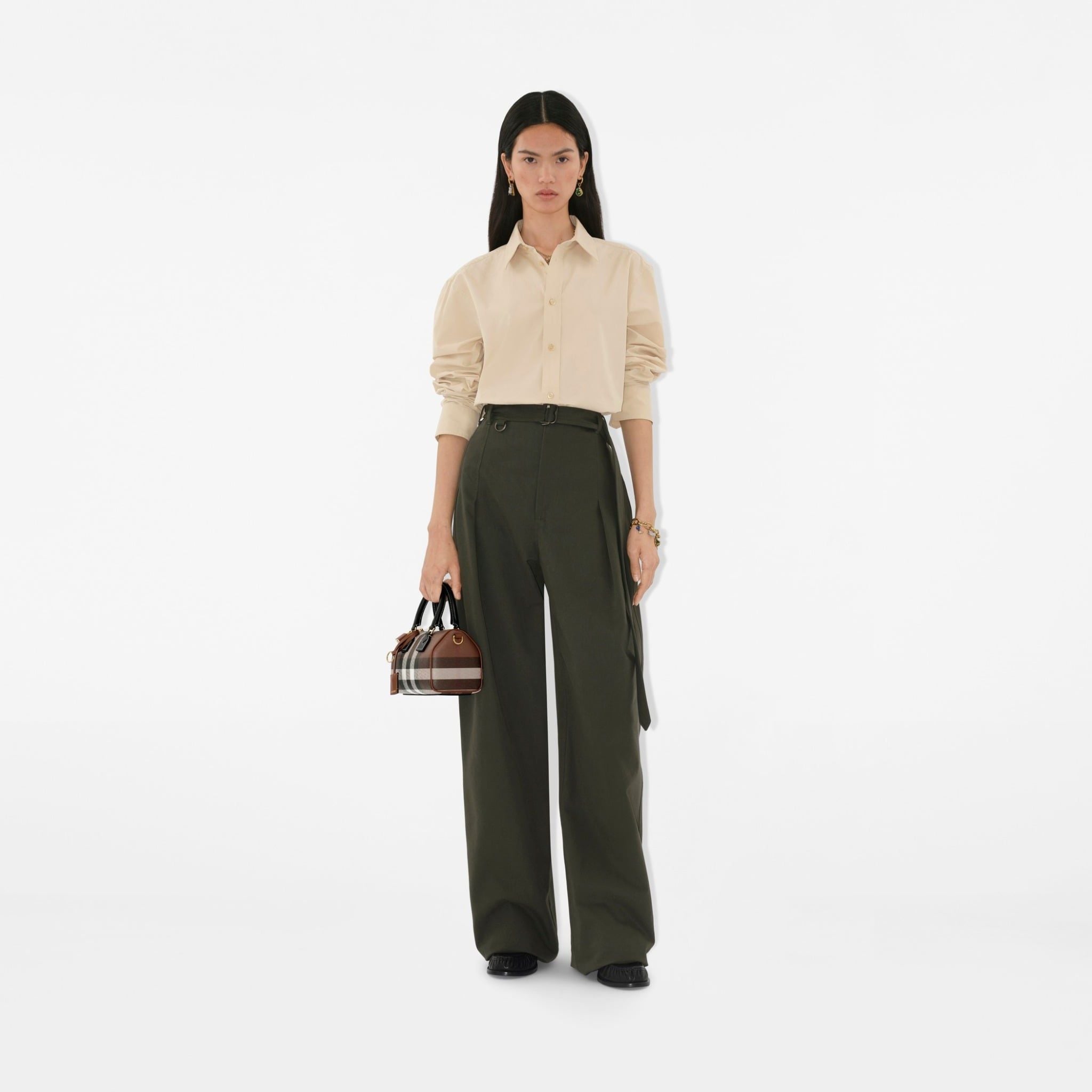  Túi Nữ Burberry Mini Check Bowling Bag 'Dark Brown' 