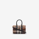  Túi Nữ Burberry Mini Check Bowling Bag 'Dark Brown' 