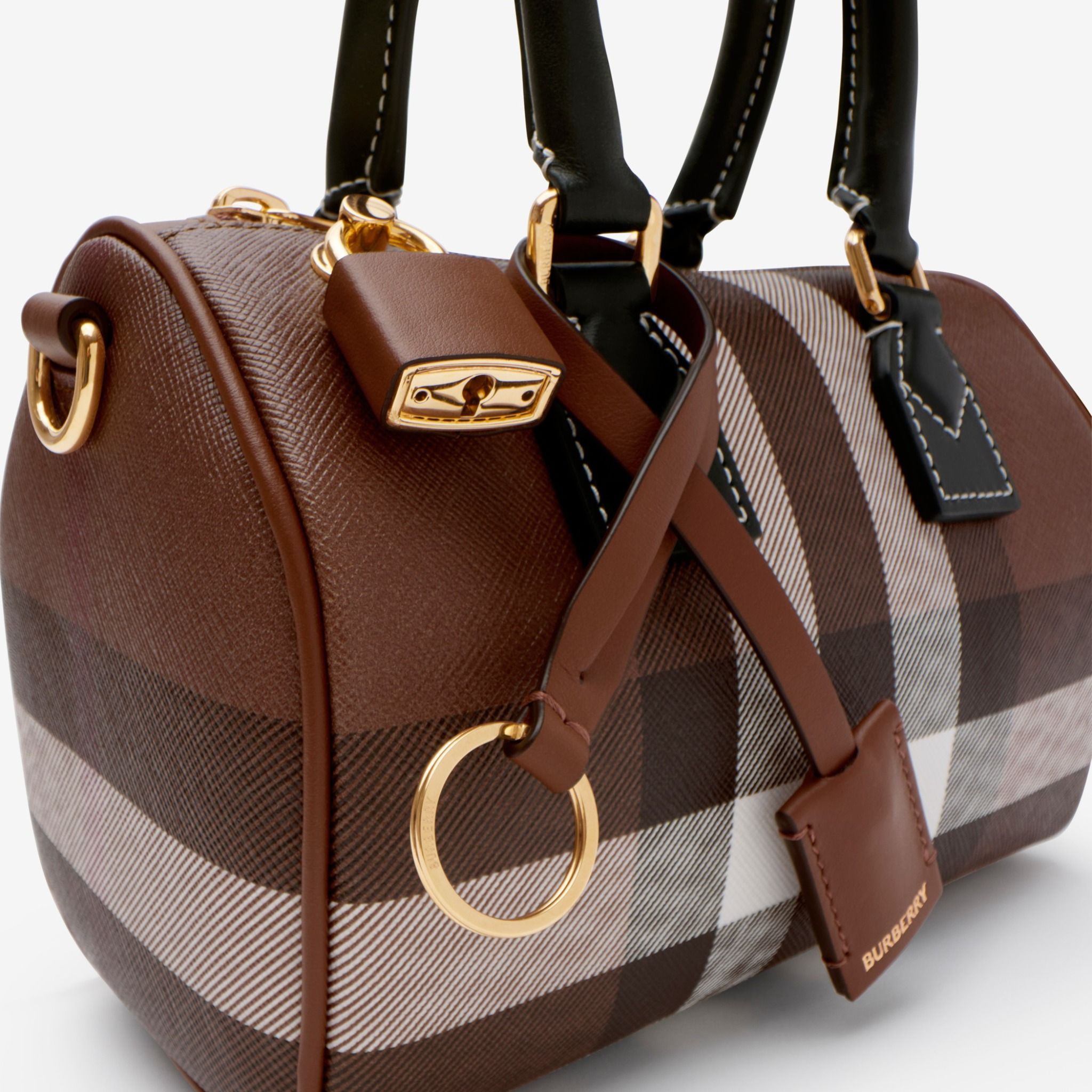  Túi Nữ Burberry Mini Check Bowling Bag 'Dark Brown' 