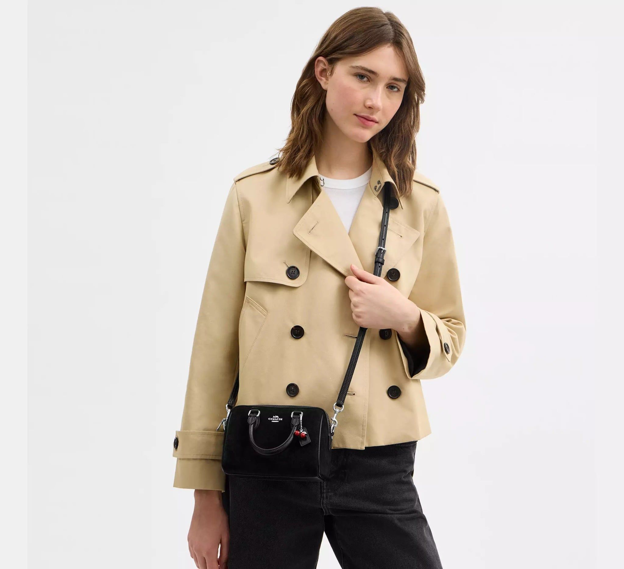  Túi Nữ Coach Mini Rowan With Cherry Charm 'Silver' 