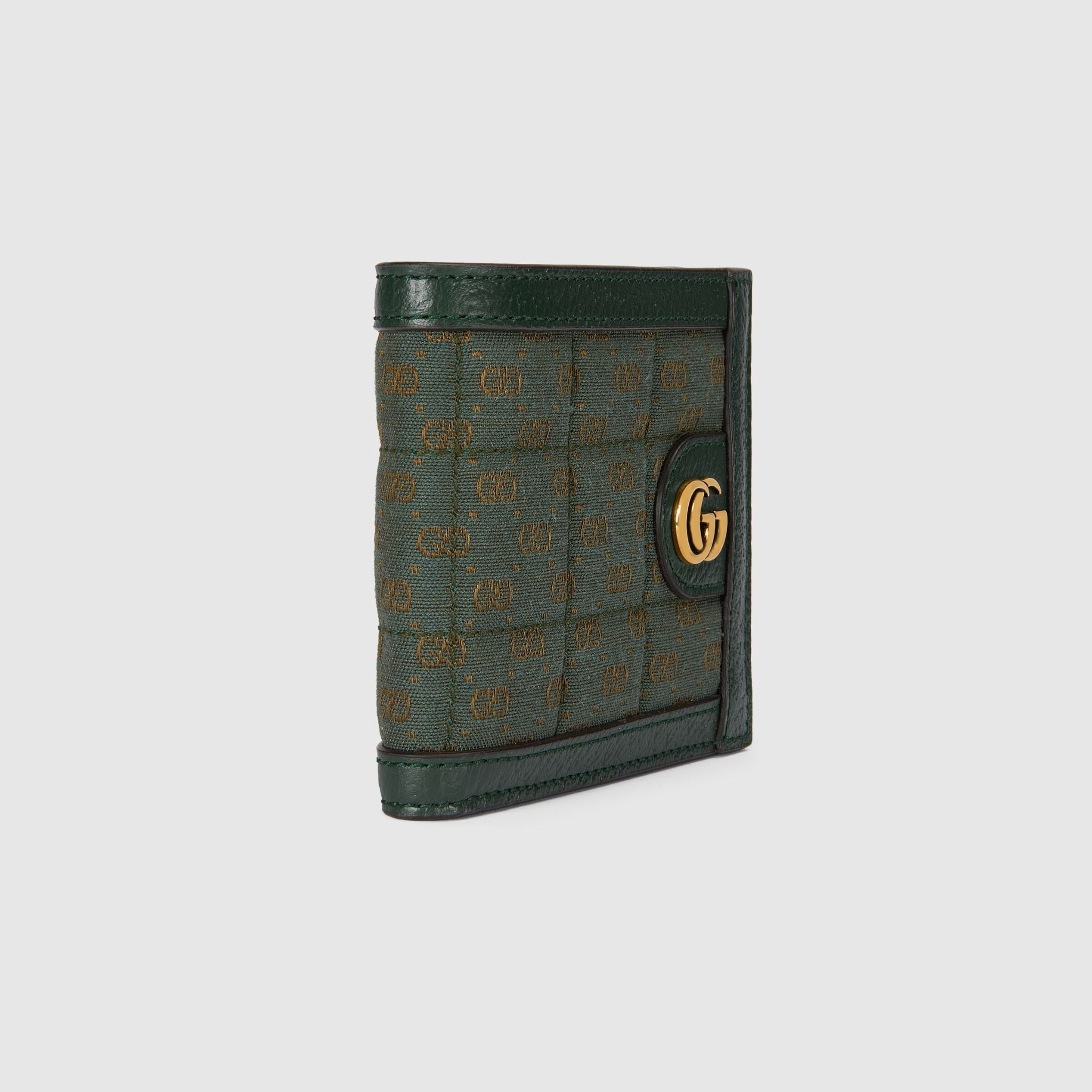  Ví Nam Gucci Mini GG Canvas Wallet 'Green' 