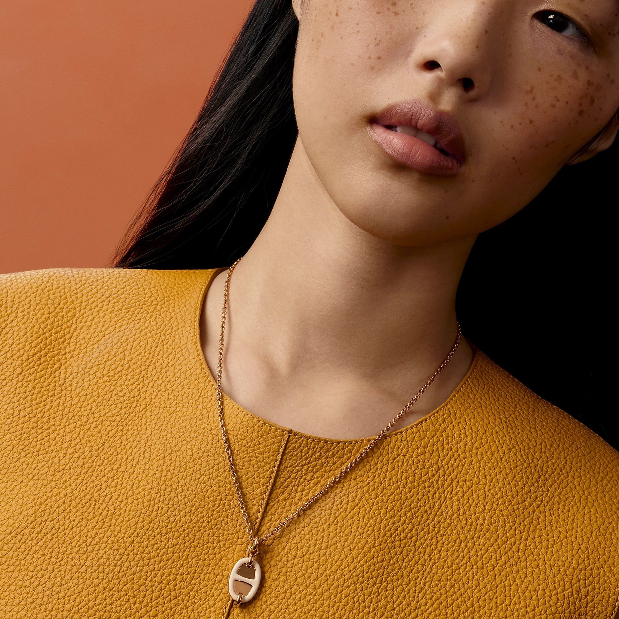  Vòng Cổ Nữ Hermes Mini Maillon 'Crème Rose Gold' 