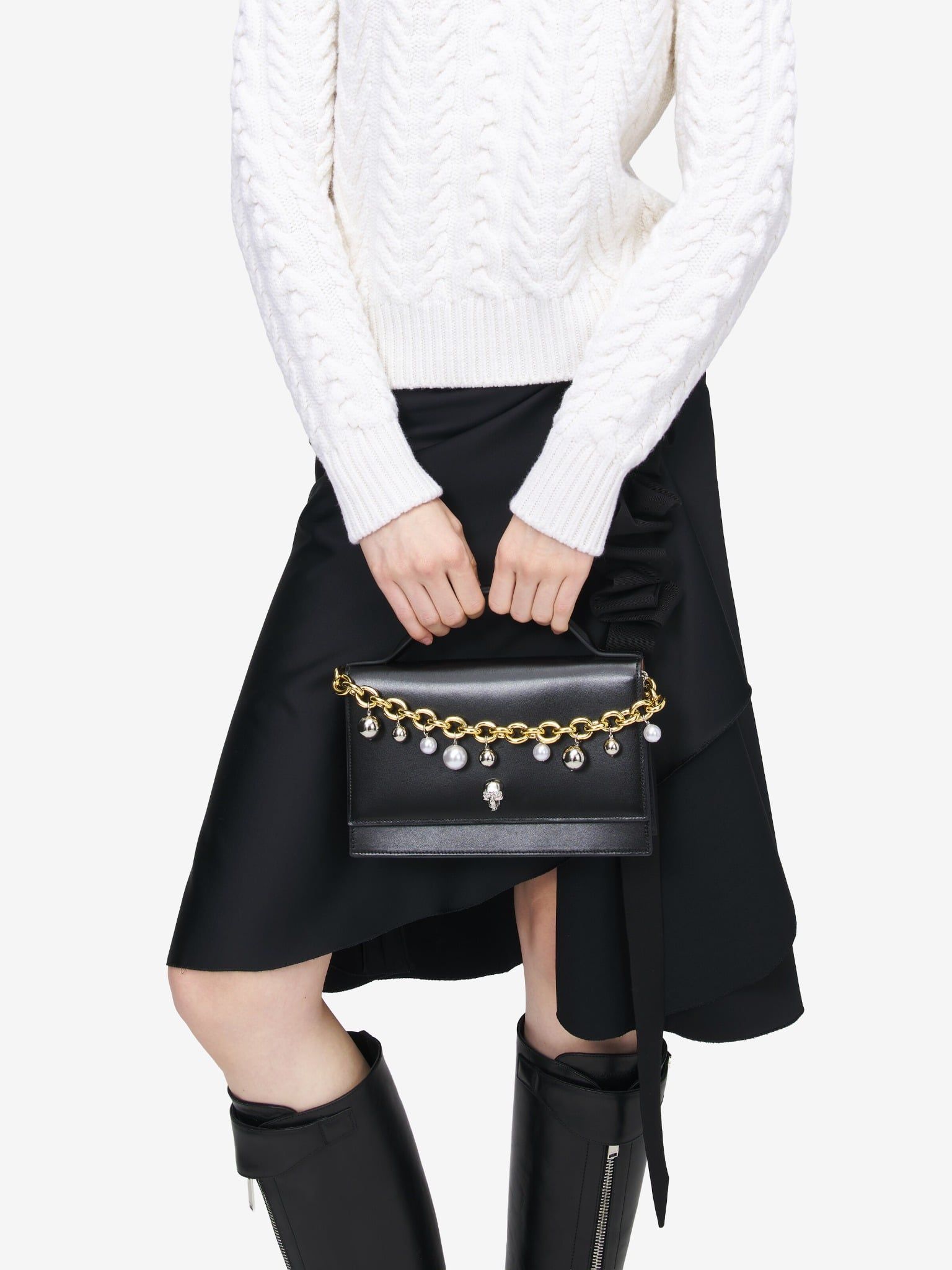  Túi Nữ Alexander McQueen Top Handle Skull Bag 'Black' 