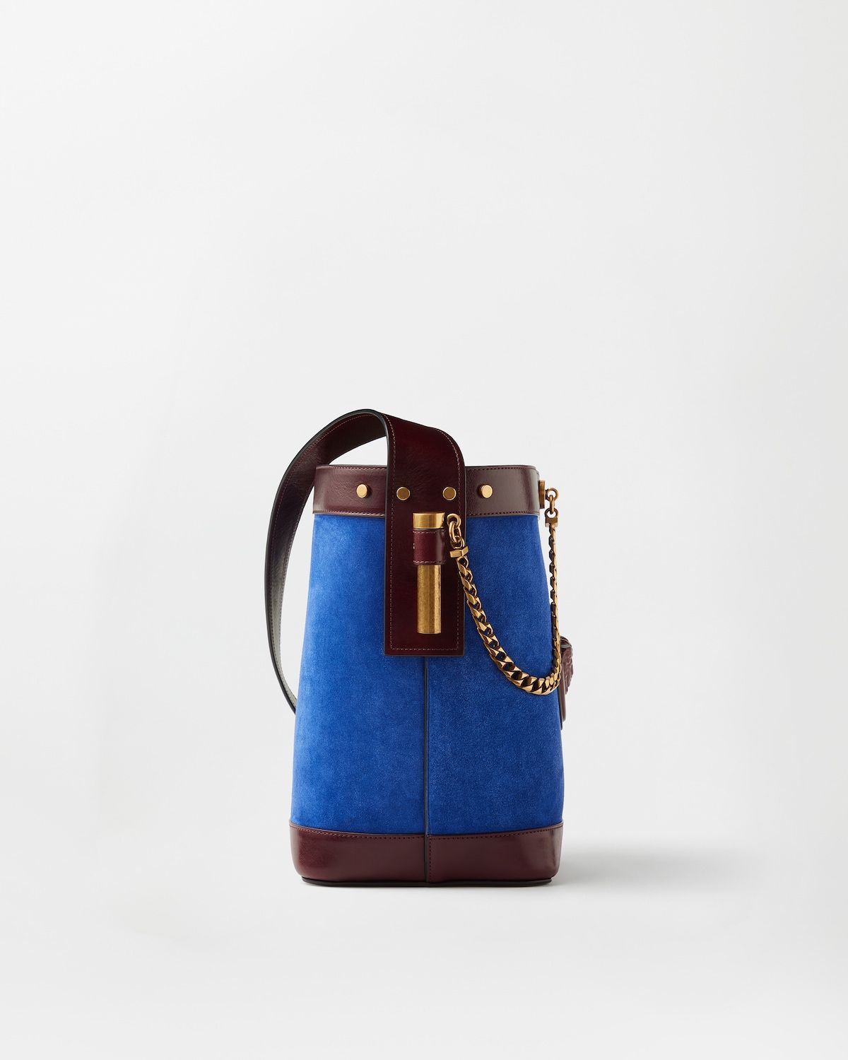  Túi Versace Pivot Small Suede Bucket Bag 'Blue' 