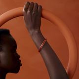  Vòng Tay Nữ Hermes Uni Bangle 'Orange Fruité Palladium' 
