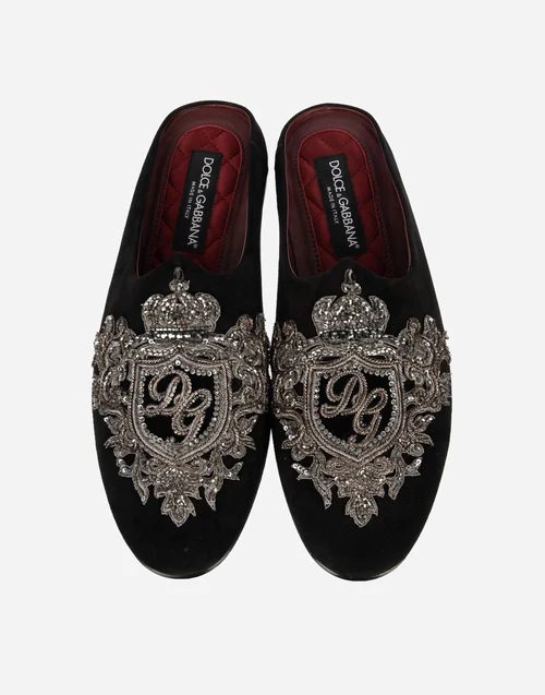 Giày Nam Dolce & Gabbana Crown Embroidered Club 'Black' 