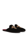  Dép Nam Dolce & Gabbana Crown Embroidered Suede 'Black' 