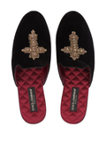  Dép Nam Dolce & Gabbana Crown Embroidered Suede 'Black' 