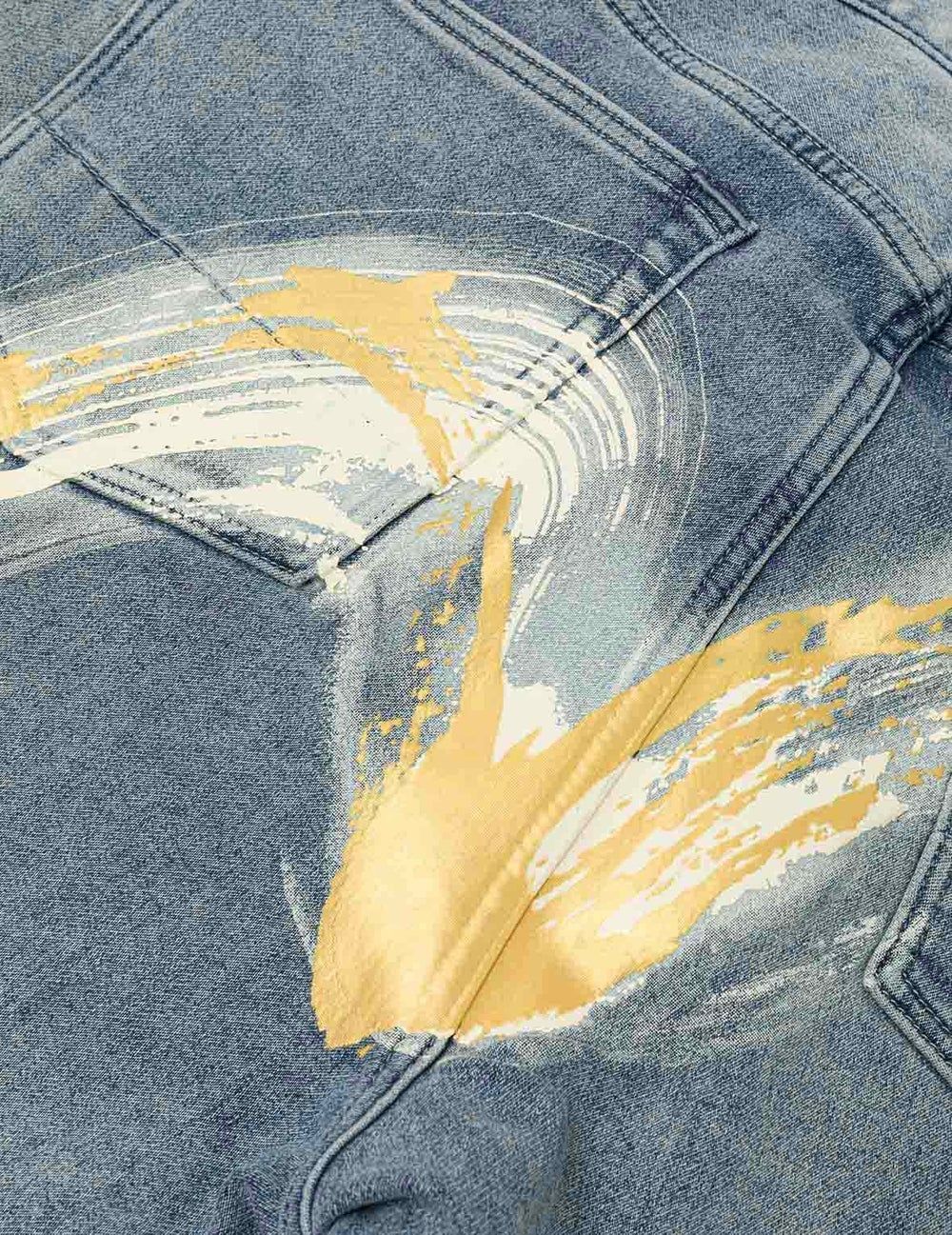  Quần Evisu Artistic Brush Daicock Print Jeans 'Indigo' 
