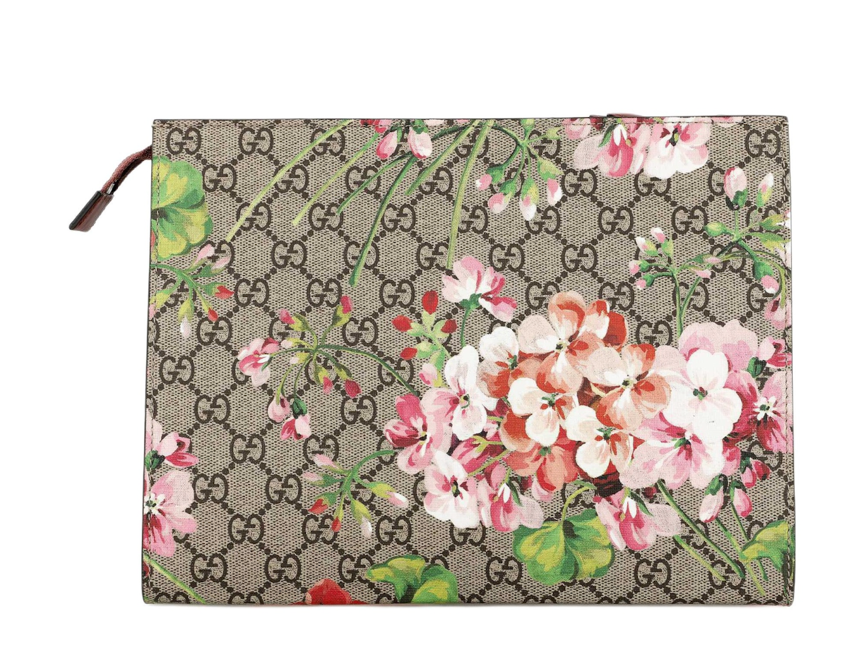  Túi Gucci GG Leather Large Clutch 'Geranium Print' 