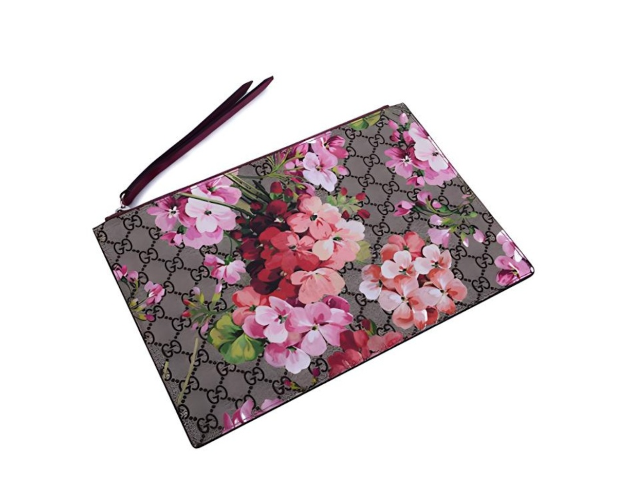  Túi Gucci GG Leather Large Clutch 'Geranium Print' 