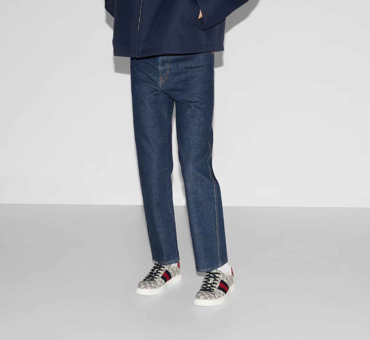  Giày Nam Gucci Ace Trainer With Web 'Beige' 