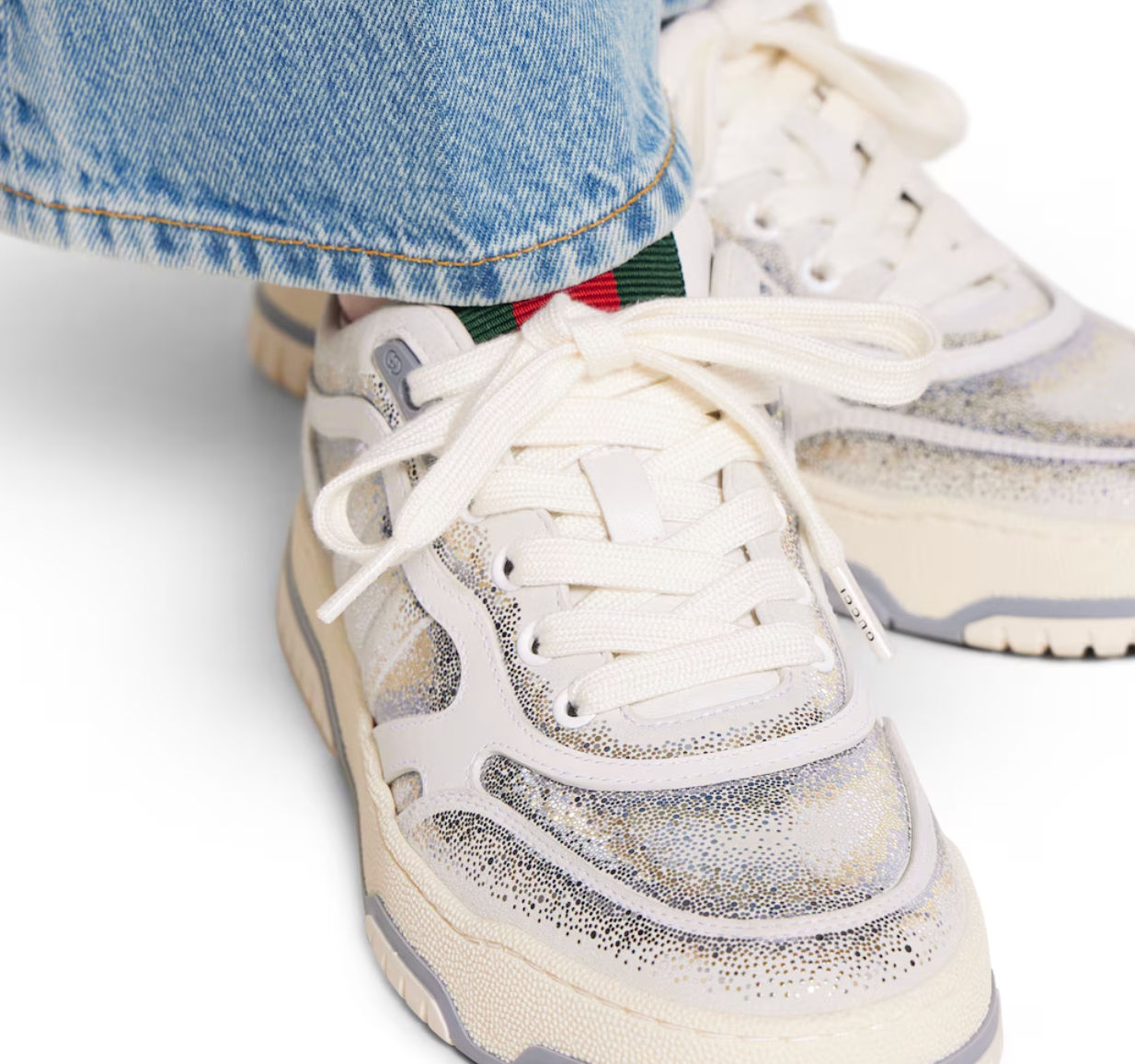  Giày Nữ Gucci Re-Web Sneaker 'White' 