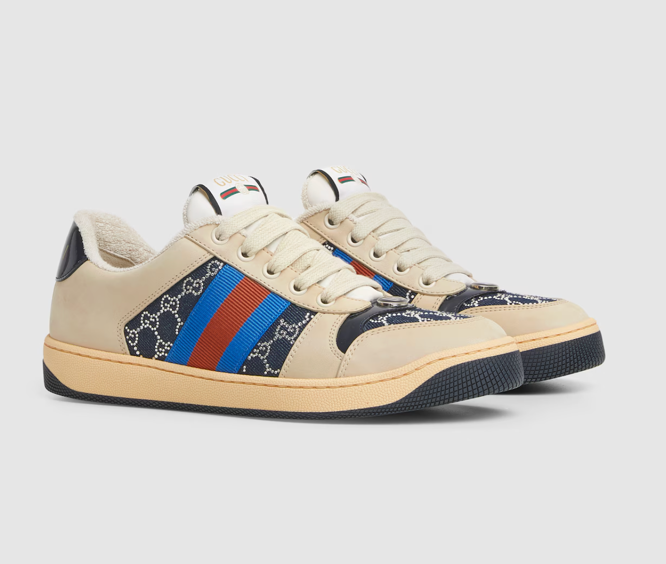  Giày Nữ Gucci GG Crystal Screener Sneaker 'Beige' 