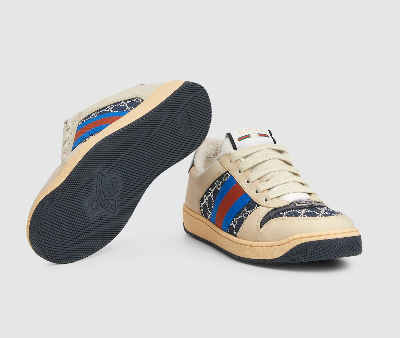  Giày Nữ Gucci GG Crystal Screener Sneaker 'Beige' 