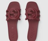 Dép Nữ Gucci Interlocking Slide Sandal 'Rosso Ancora' 