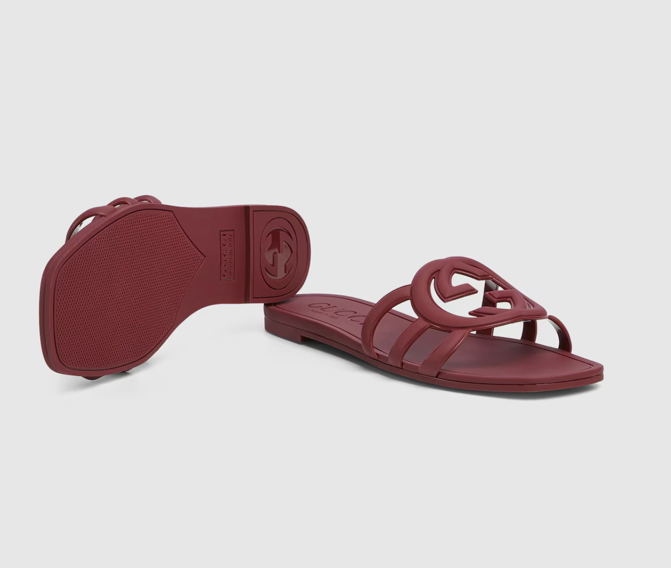  Dép Nữ Gucci Interlocking Slide Sandal 'Rosso Ancora' 