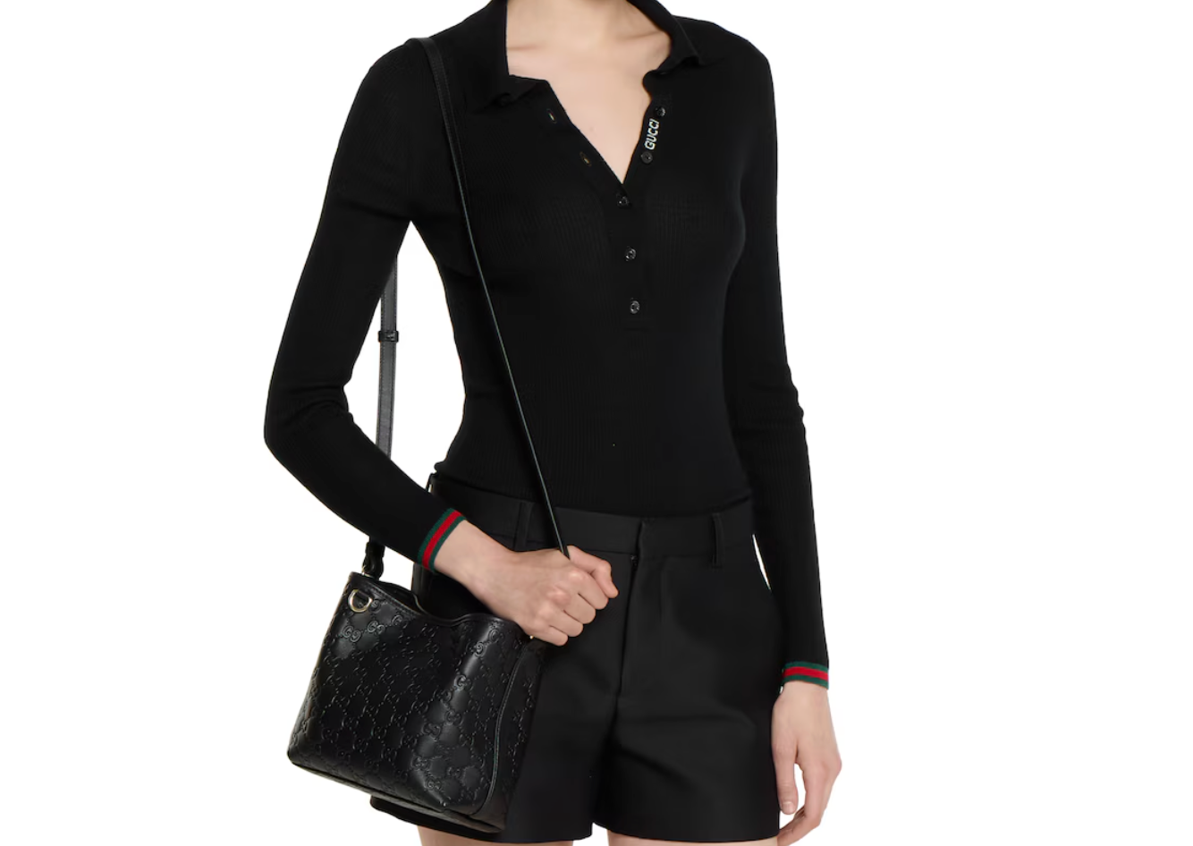  Túi Nữ Gucci Emblem Small Bucket Bag 'Black' 